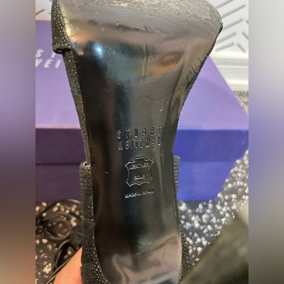 Stuart Weitzman black leather wrap suede strappy sandals - 4.5 inch heels - Picture 7 of 14